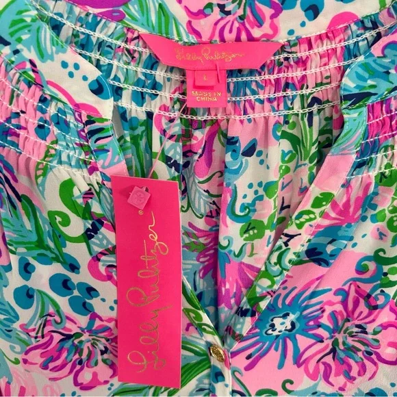 NWT Lilly Pulitzer Elsa Silk Top Sz L - Picture 7 of 12